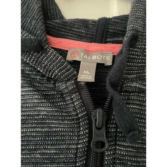 Talbots blue and white heather striped lightweight hoodie sweatshirt MP - Picture 4 of 4